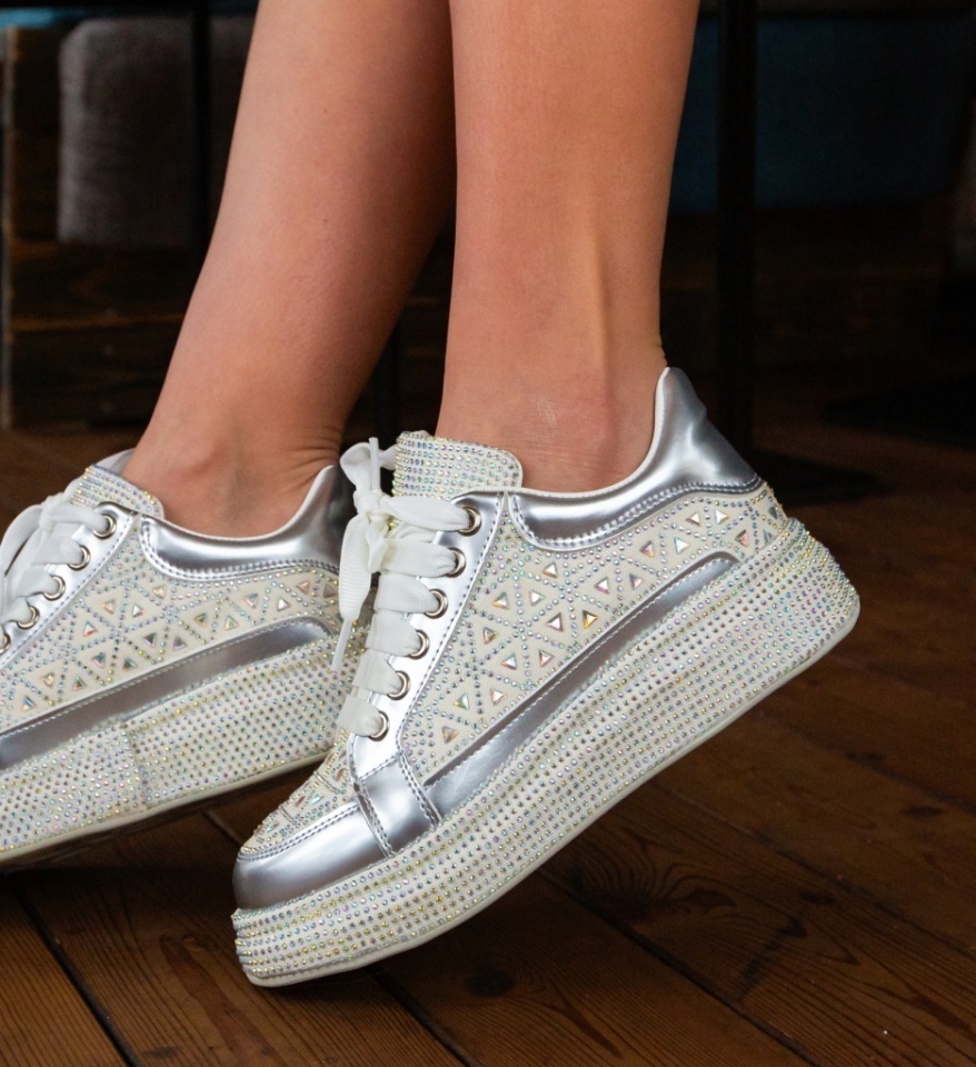 Sneakers dama Trente Argintii - Img 5