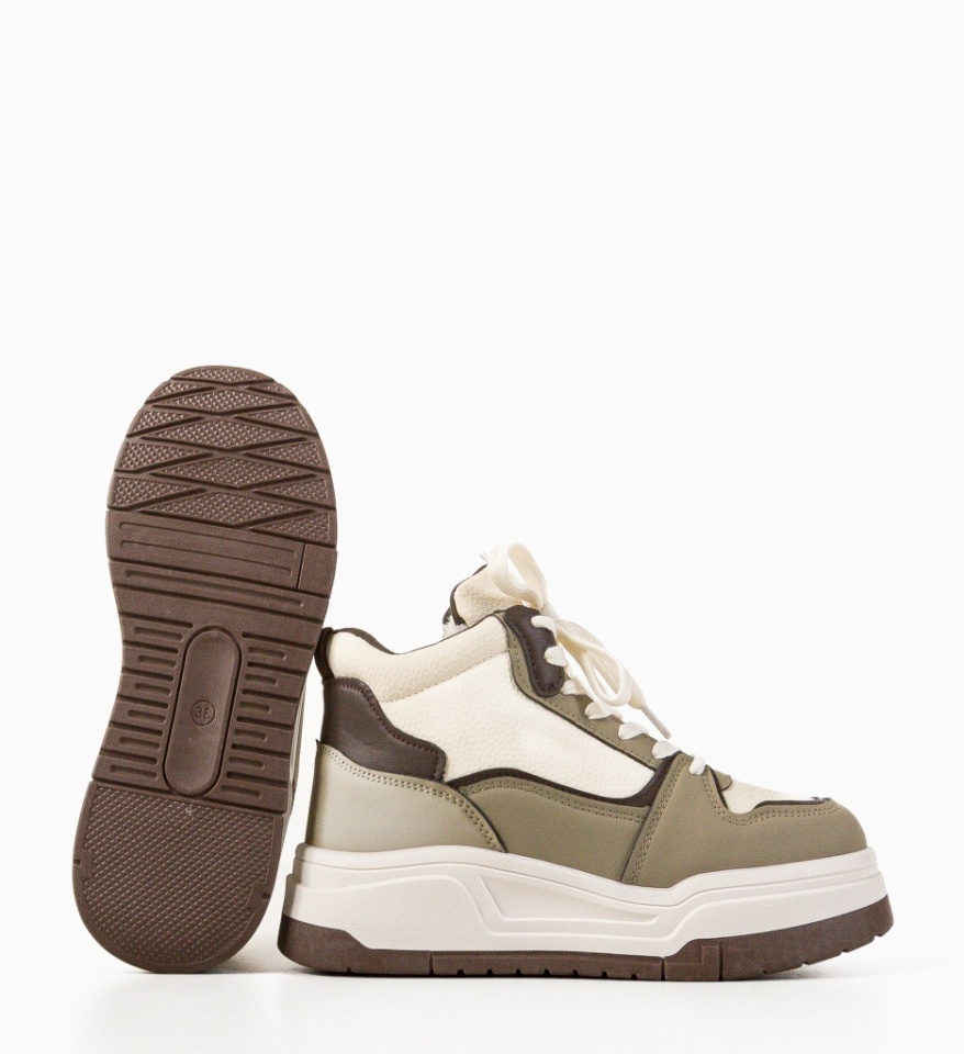 Sneakersi dama Okayta Khaki - Img 3