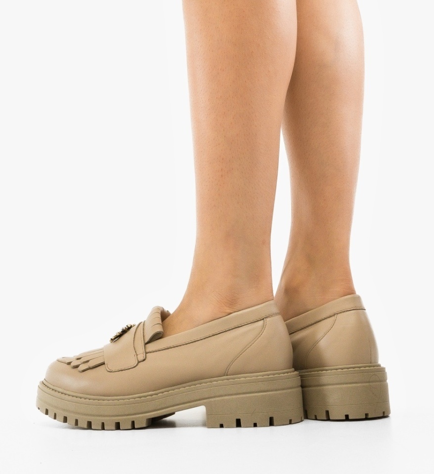 Pantofi casual dama Zenin Bej - Img 6