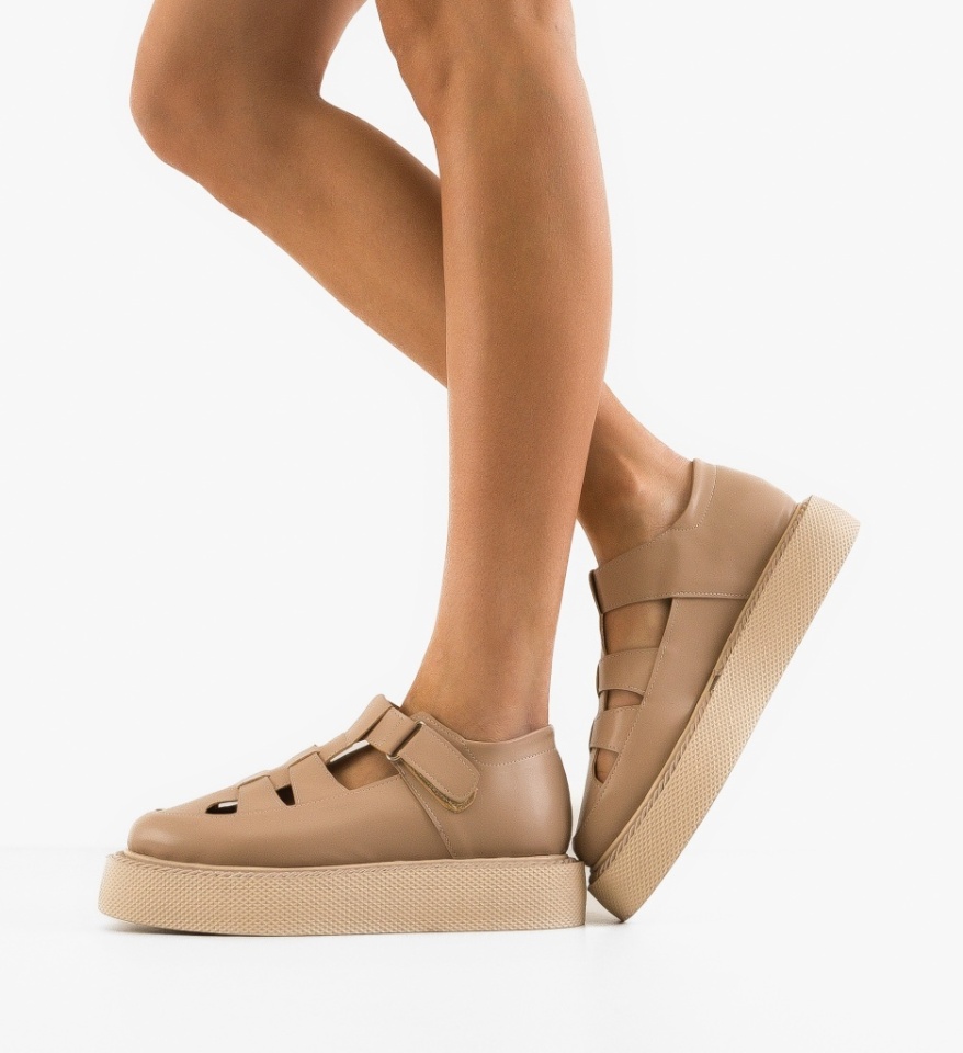 Pantofi Casual Gryndy Nude - Img 5