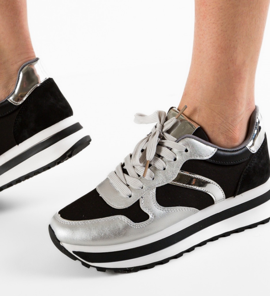 Pantofi Sport Agnes Argintii - Img 5