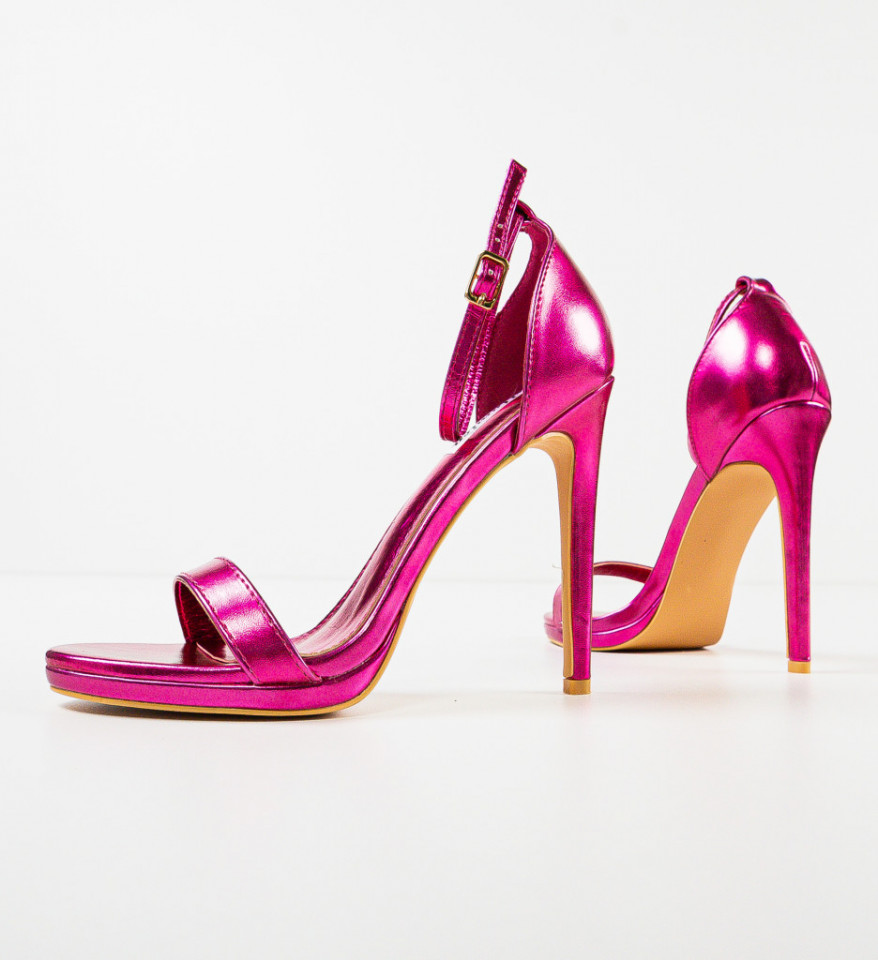 Sandale cu toc Aelian Fuchsia - Img 3
