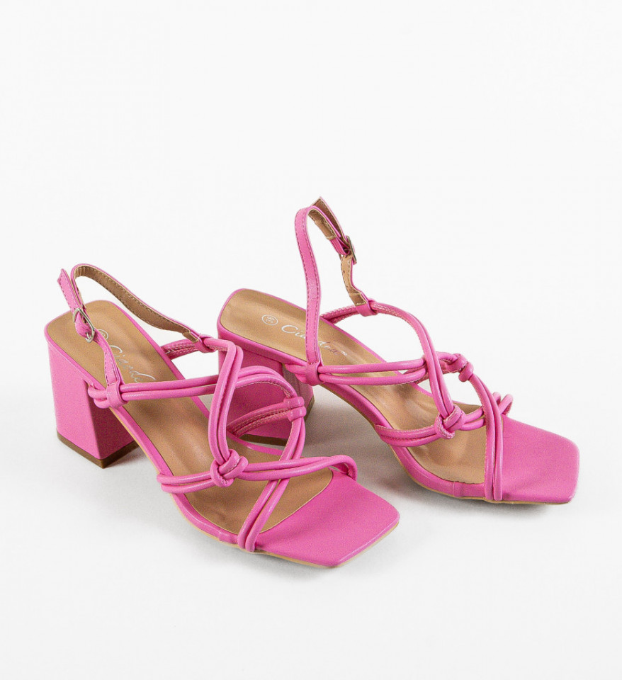 Sandale cu toc Hallel Fuchsia - Img 2