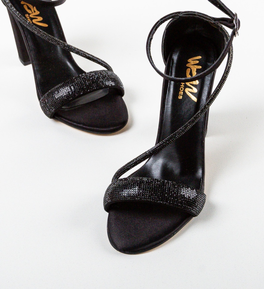 Sandale cu toc Heze Negre 2 - Img 2
