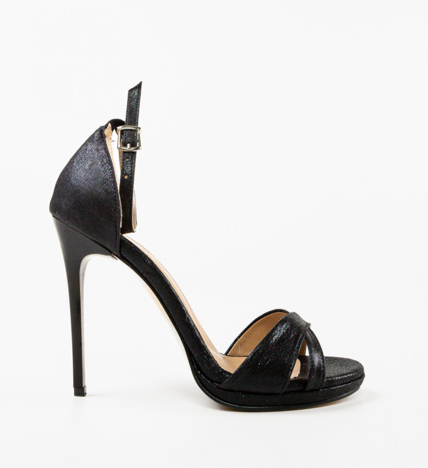 Sandale cu toc Nuda Negre - Img 2