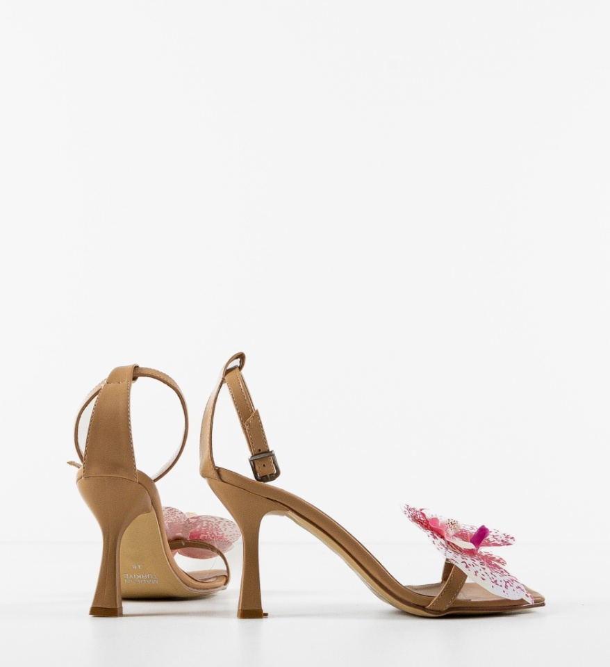 Sandale cu toc Orchidee Bej - Img 2