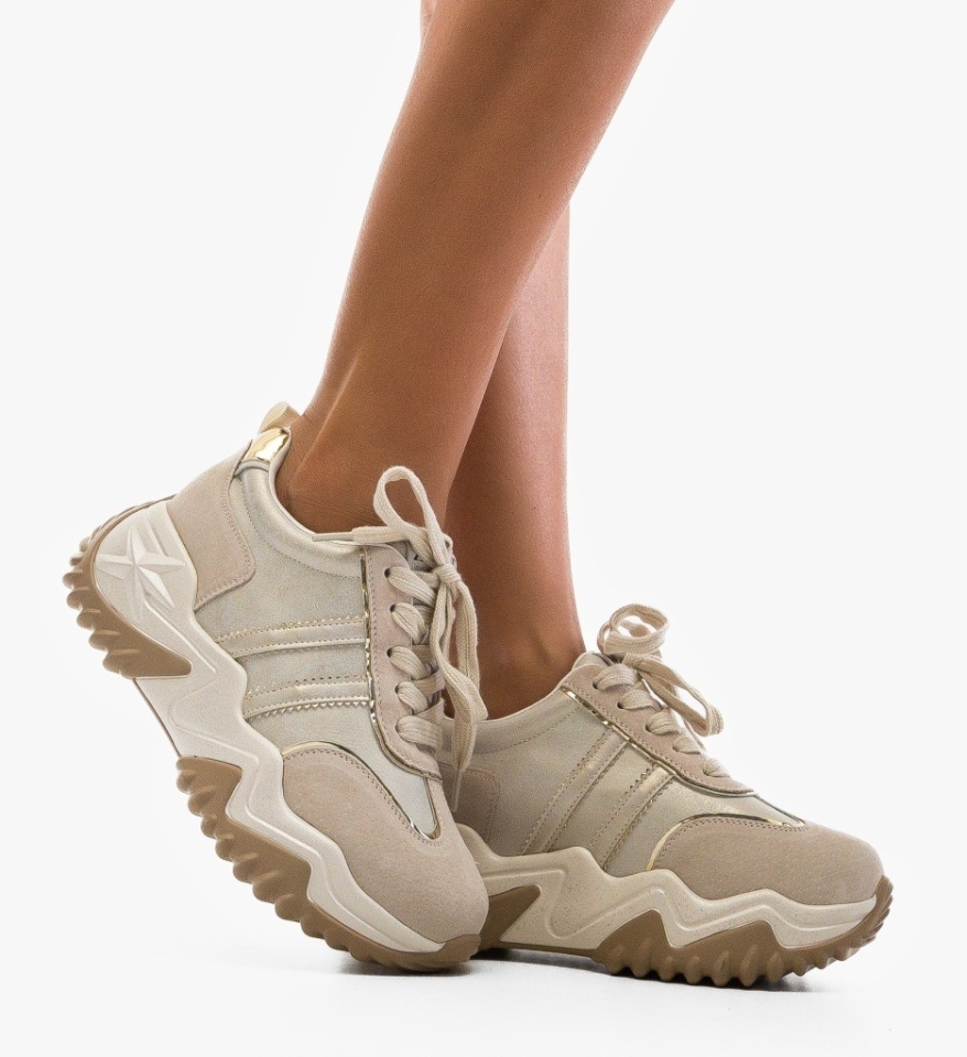 Sneakers dama Sandy Bej - Img 4