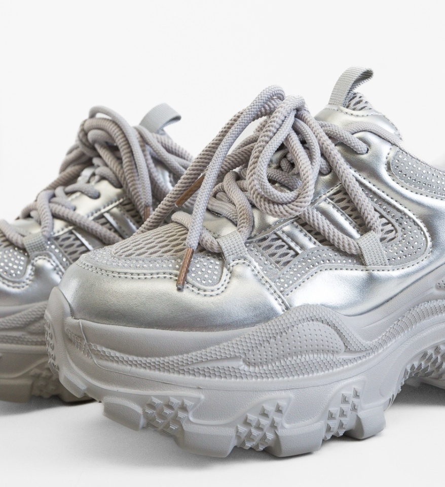Sneakers dama Yera Argintii - Img 2