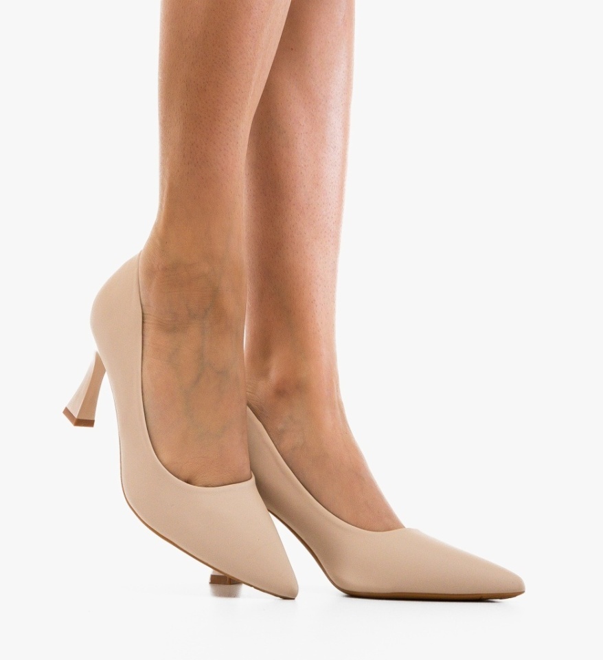 Pantofi stiletto dama Lorans Bej - Img 6