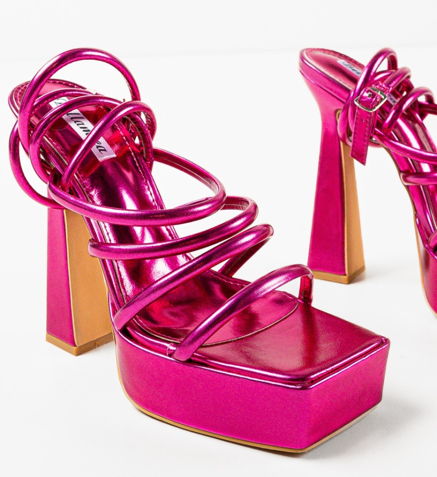 Sandale cu toc Everly Fuchsia - Img 8