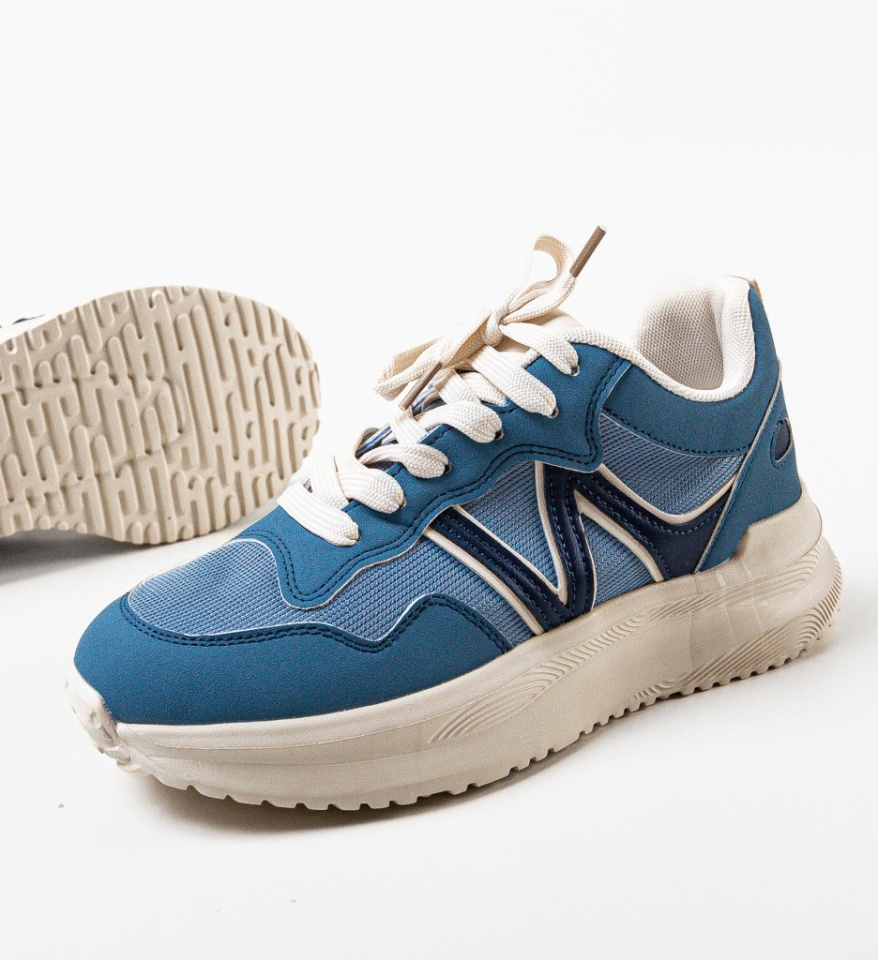 Sneakers dama Osborne Albastri - Img 3