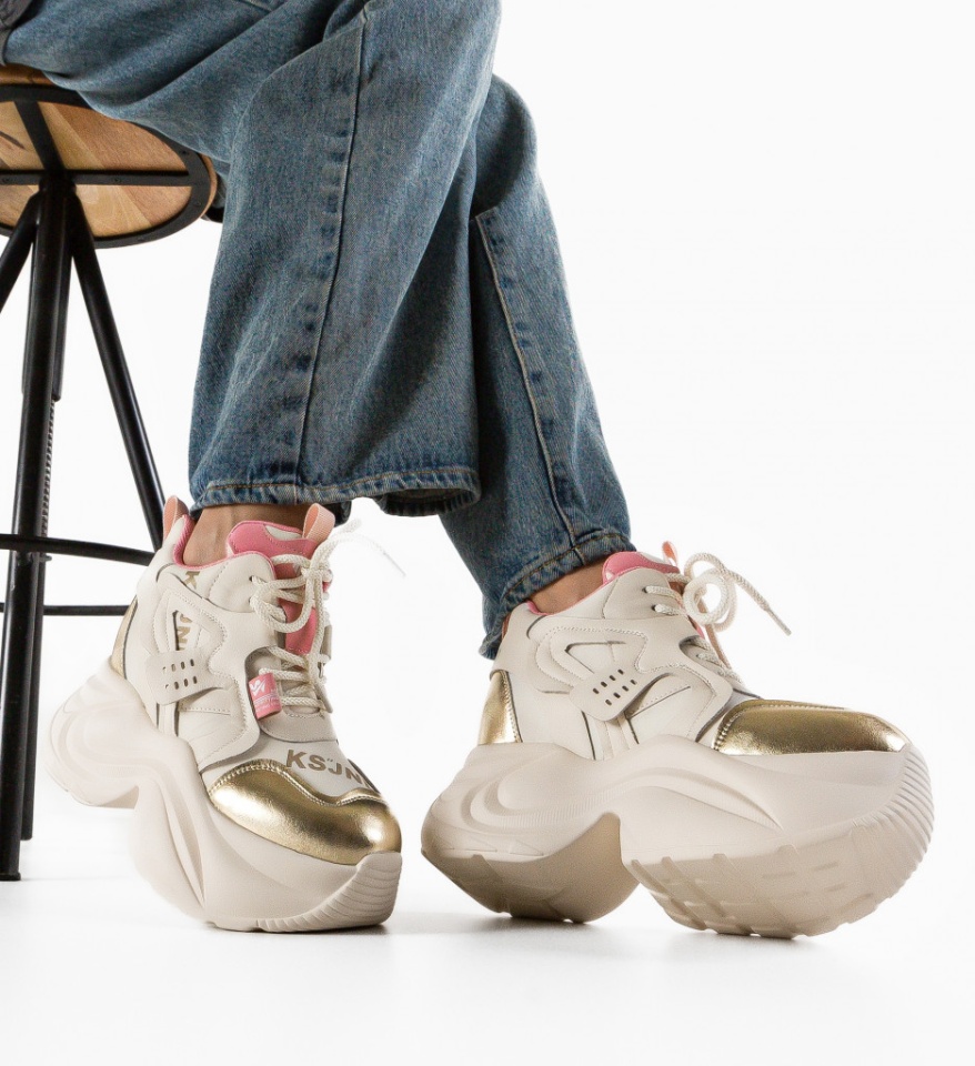 Sneakers dama Stacee Bej - Img 8
