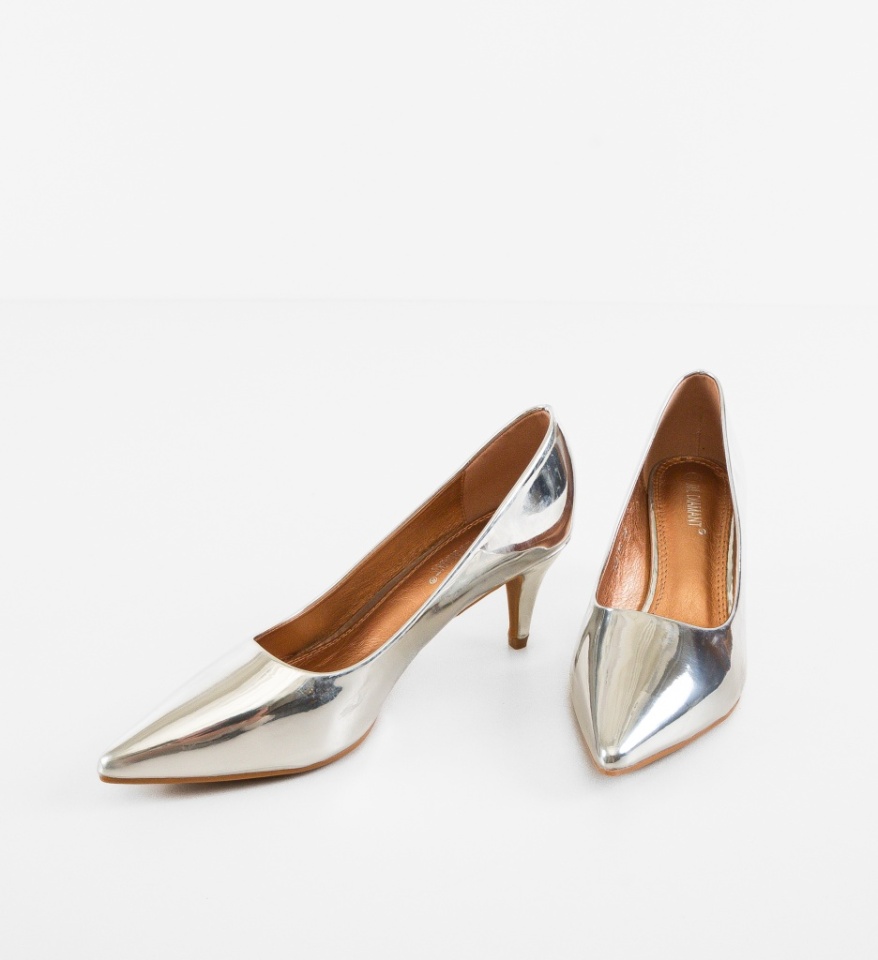Pantofi stiletto dama Fiona Argintii - Img 2