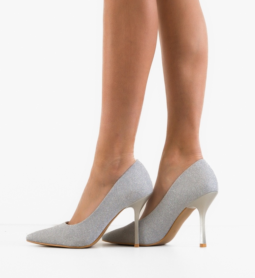 Pantofi stiletto dama Moham Argintii - Img 5