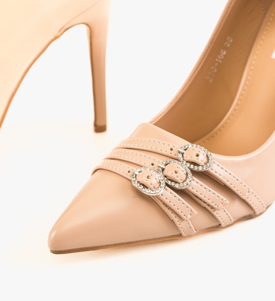 Pantofi stiletto dama Nelso Bej - Img 2