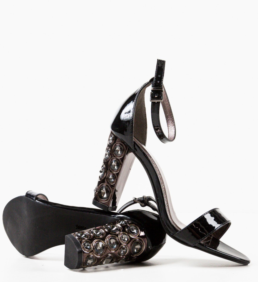 Sandale cu toc Margaretha Negre - Img 11