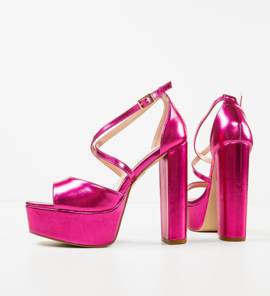Sandale cu toc Stella Fuchsia - Img 3