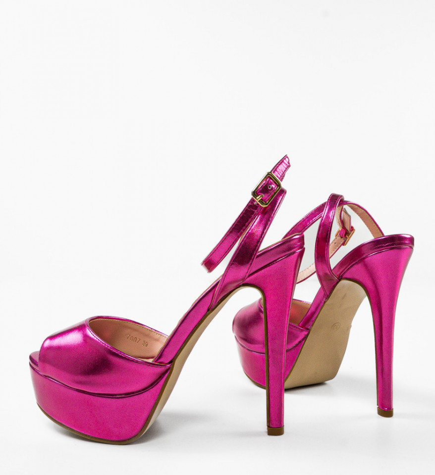 Sandale cu toc Thyrza Fuchsia - Img 4