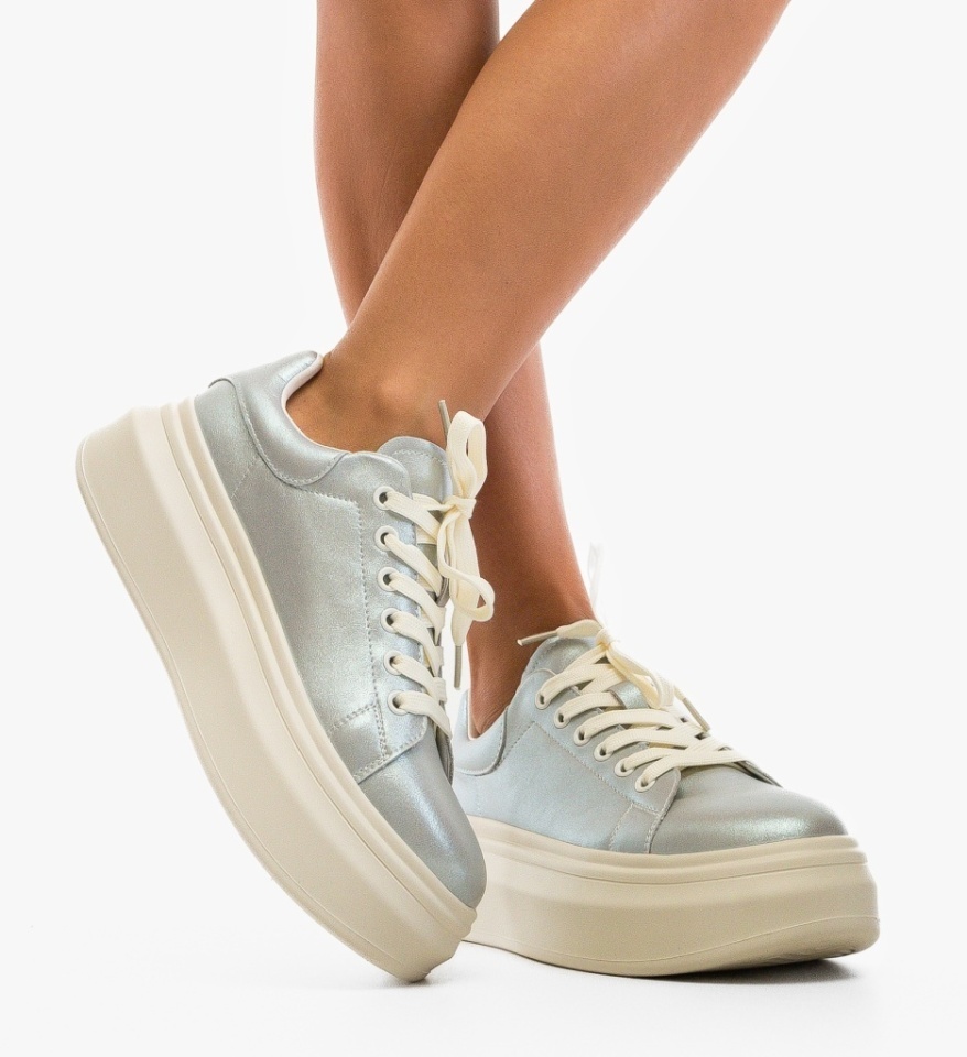 Sneakers dama Nart Argintii - Img 5