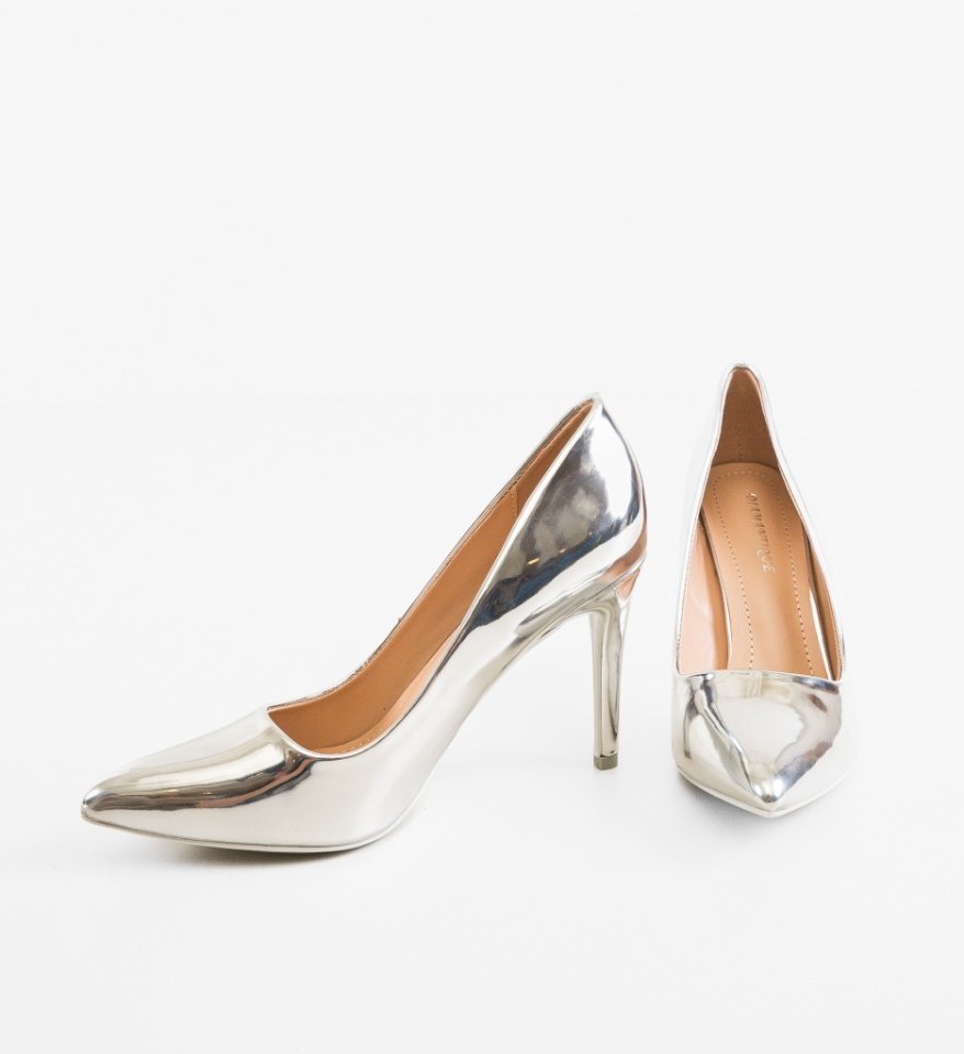 Pantofi stiletto dama Azaan Argintii - Img 3