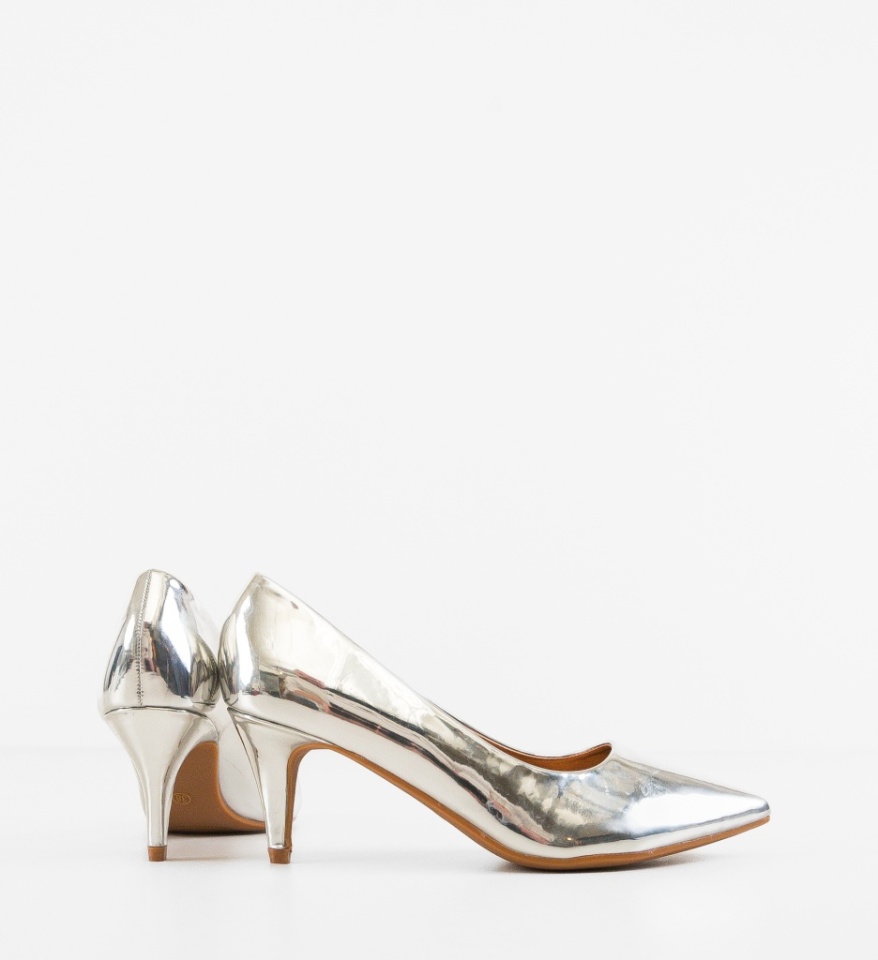 Pantofi stiletto dama Fiona Argintii - Img 3