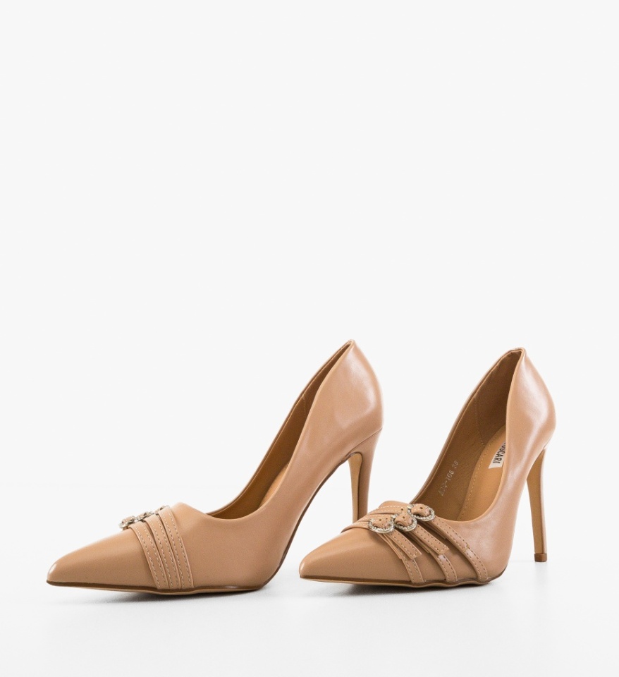 Pantofi stiletto dama Nelso Bej - Img 3