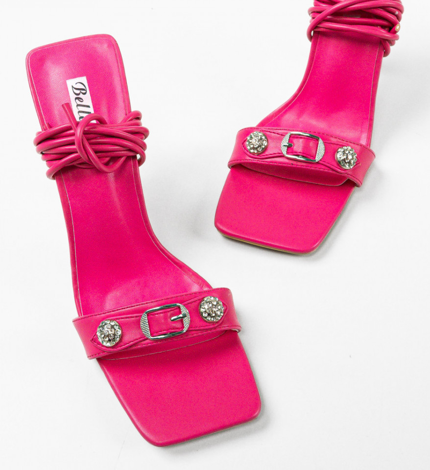 Sandale cu toc Adriano Fuchsia - Img 5