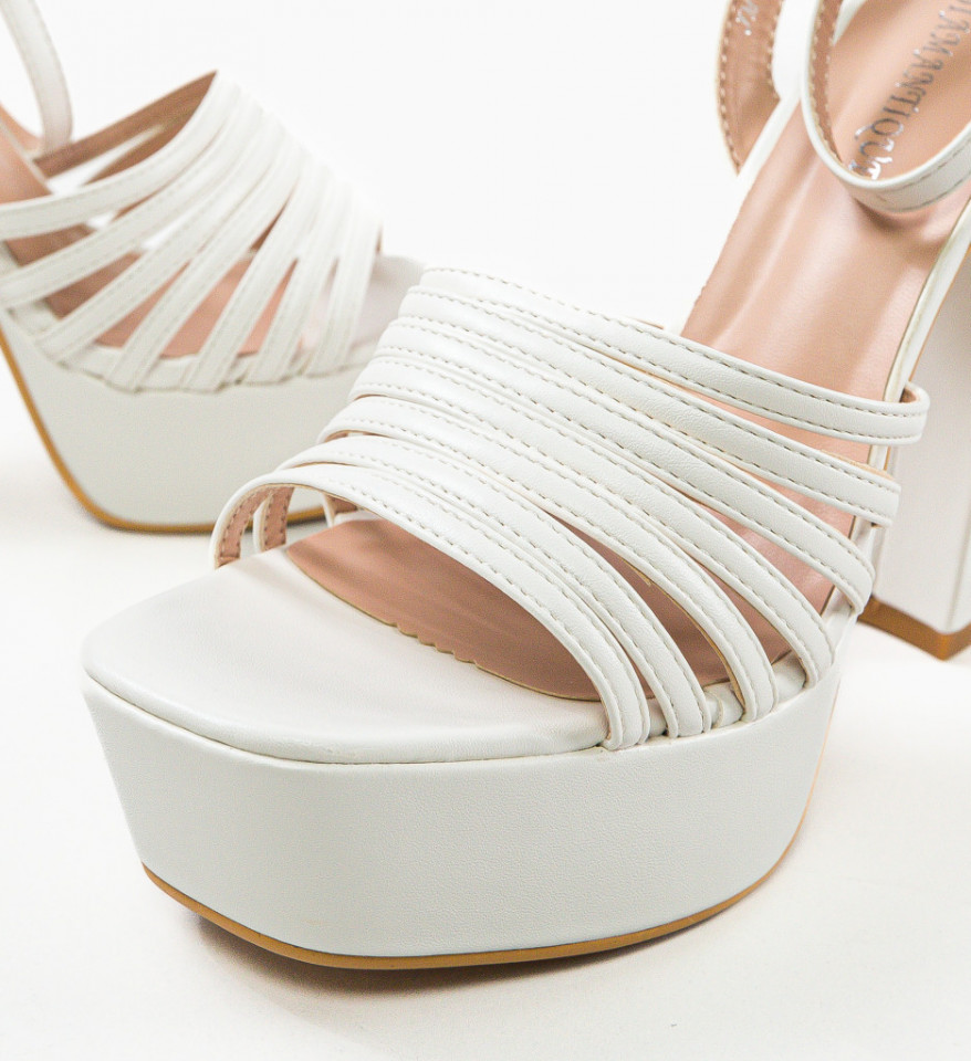 Sandale cu toc Gayatri Albe - Img 3