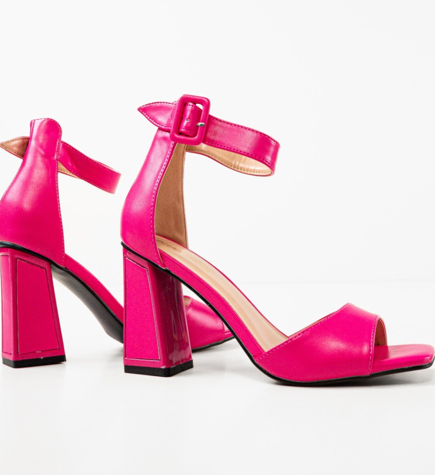 Sandale cu toc Shanthi Fuchsia - Img 12
