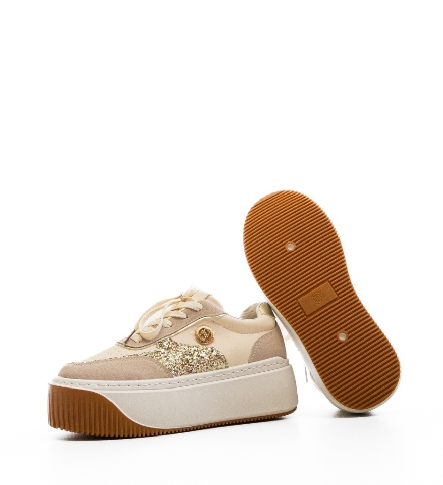 Sneakers dama Plouta Bej - Img 3