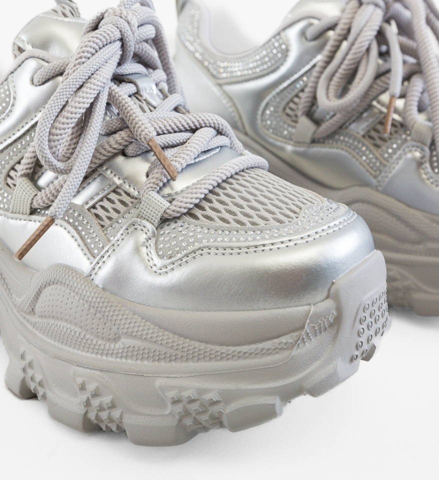 Sneakers dama Yera Argintii - Img 3