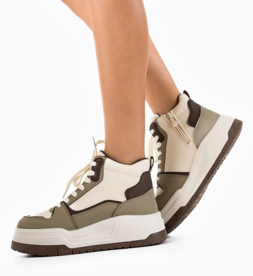 Sneakersi dama Okayta Khaki - Img 5