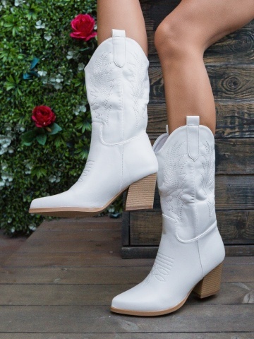 Botine dama Leonie Albe