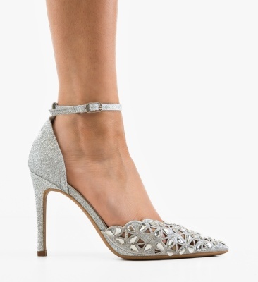 Pantofi stiletto dama Tabylys Argintii