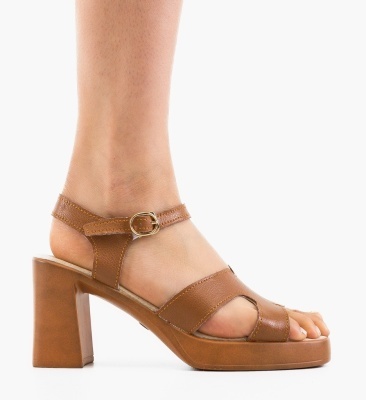 Sandale cu toc Aryana Camel