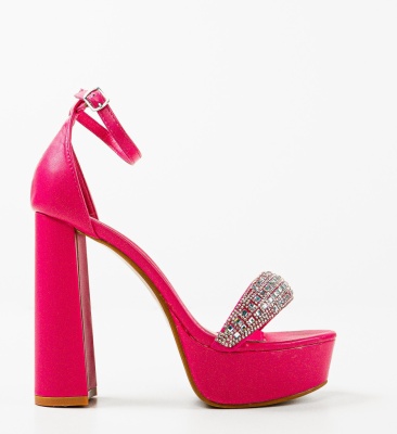 Sandale cu toc Christel Fuchsia