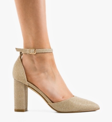 Pantofi dama cu toc Young Aurii