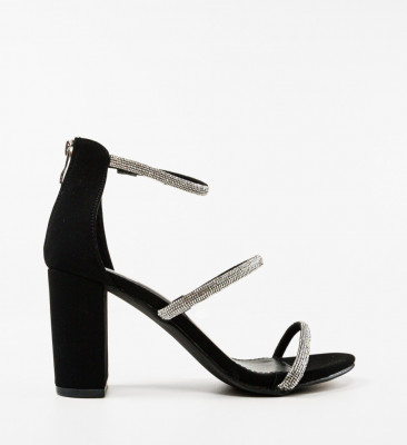 Sandale cu toc Delhi Negre
