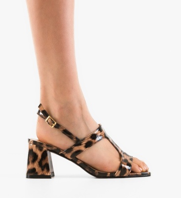 Sandale cu toc Sufyan Animal Print