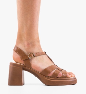 Sandale cu toc Yarty Camel