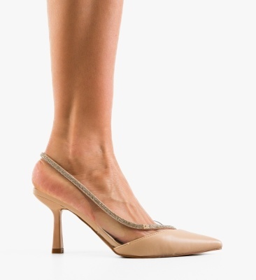 Pantofi stiletto dama Mykono Bej