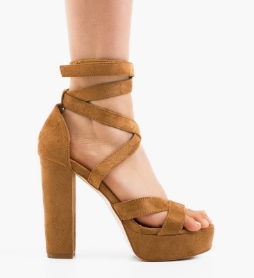 Sandale cu toc Fihe Camel