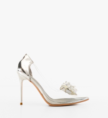 Pantofi stiletto dama Inayah Argintii