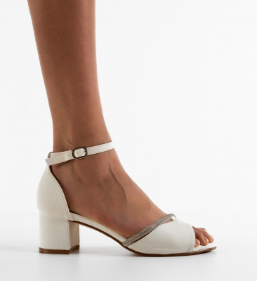 Sandale cu toc Acevedo Albe