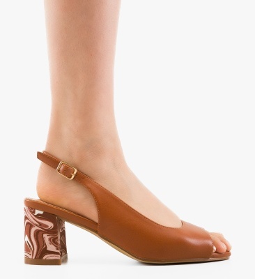Sandale cu toc Flogre Camel