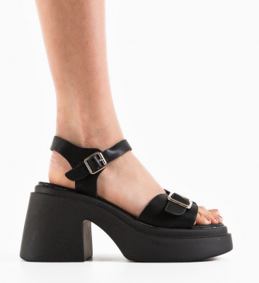 Sandale cu toc Tripoli Negre