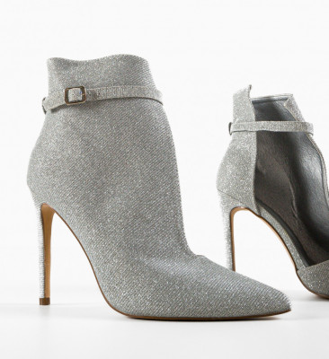 Botine dama Fleur Argintii