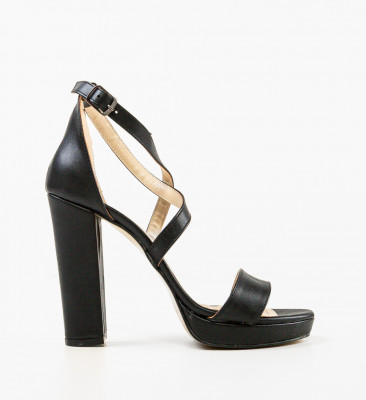 Sandale cu toc Croasant Negre