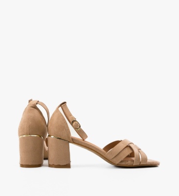 Sandale cu toc Larson Khaki