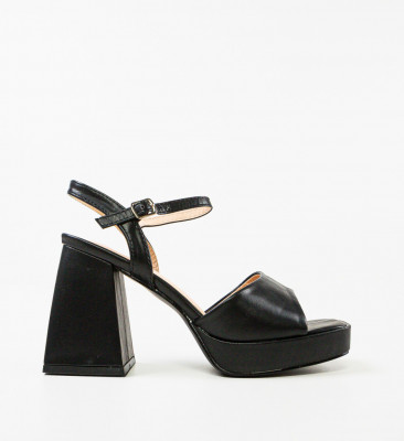 Sandale cu toc Plamen Negre